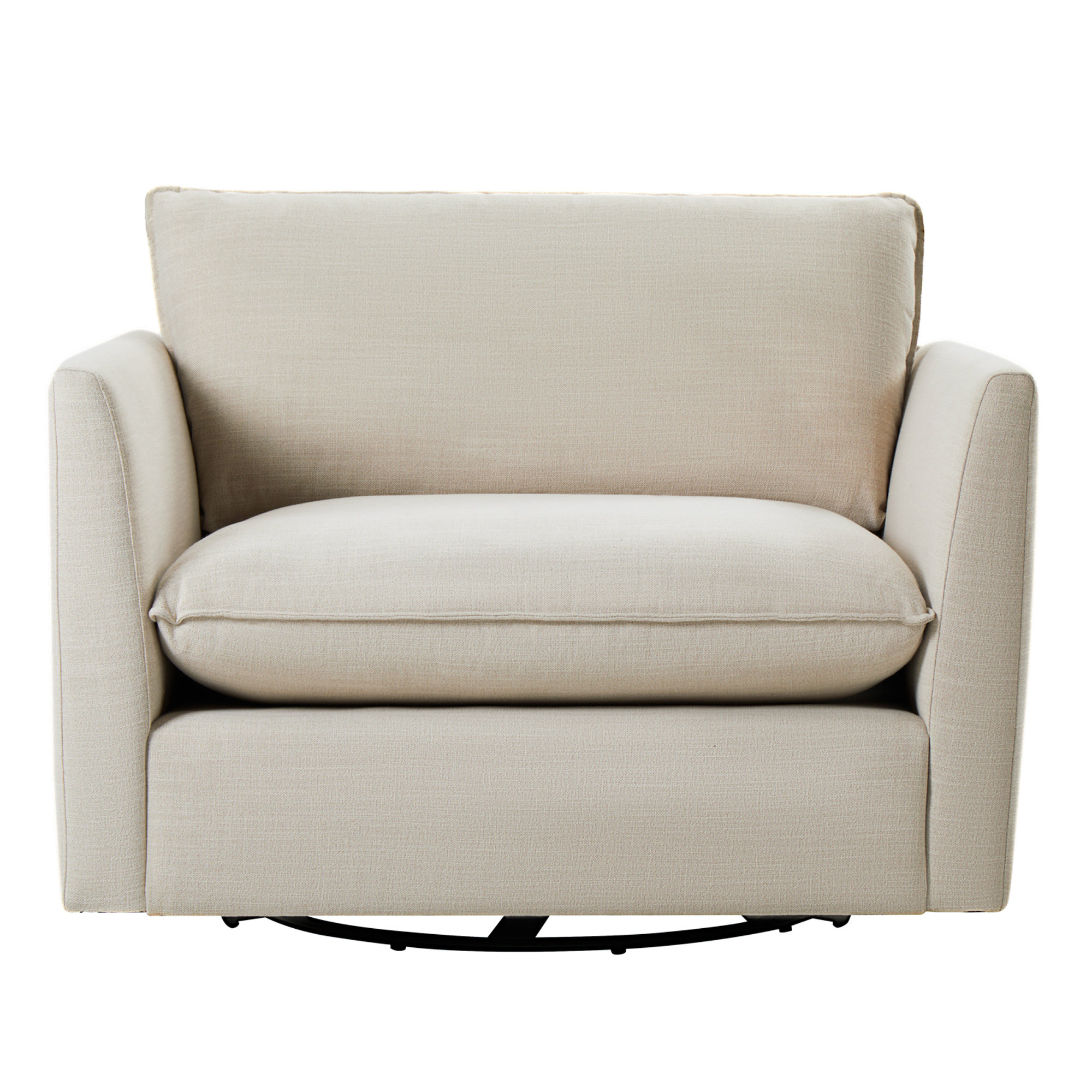 Dachia 45 W Oversized Swivel Armchair Fabric: Effie Linen Performance Fabric