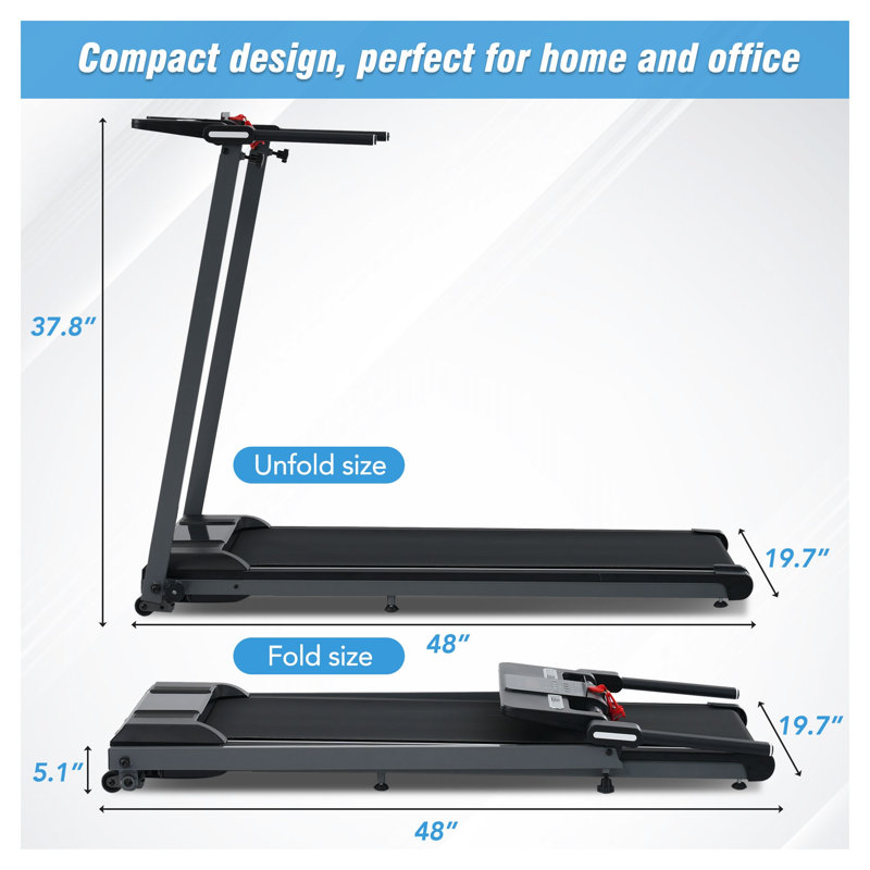 Tapis roulant pliant pour la maison et le bureau, équipement de cardio en métal noir