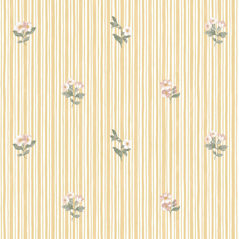  Garden Stripe Linen Wallpaper, Yellow