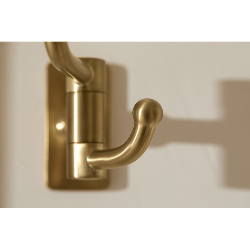 Castia by Studio McGee Double Robe Hook, Vibrant Brushed Moderne Brass