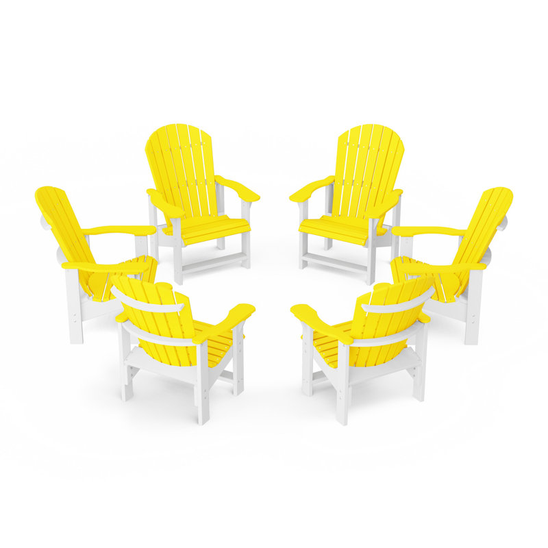 Heritage Upright Adirondack Chairs Set Of 6, Lemon Yellow/White