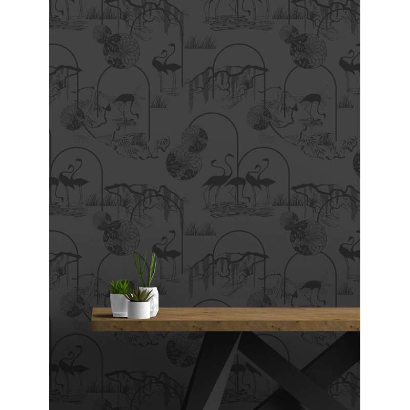 Yuki Osada Toile Wallpaper Double Roll, Black/Gray