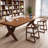 Nut-brown Rectangular Solid Wood desk-1963656376