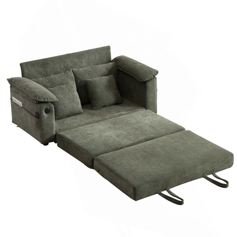 Canapé-lit futon convertible 3-en-1 avec canapé-lit et poches latérales, Green