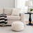 Poby Accent Pouf, 19 Inch Round, Dyed Ivory Wool Body