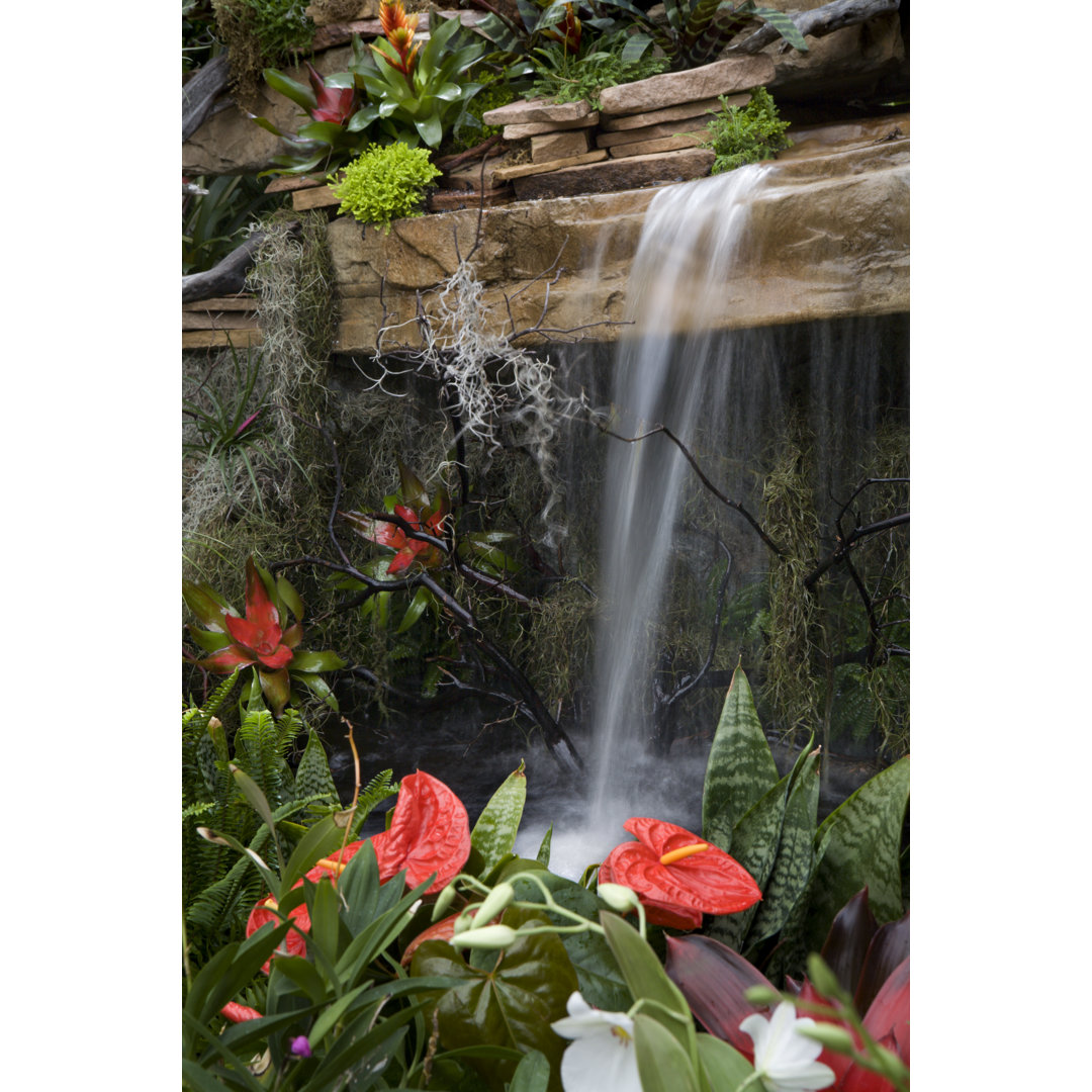 Wasserfall und Garten von Meltonmedia - Kunstdrucke auf Leinwand ohne Rahmen