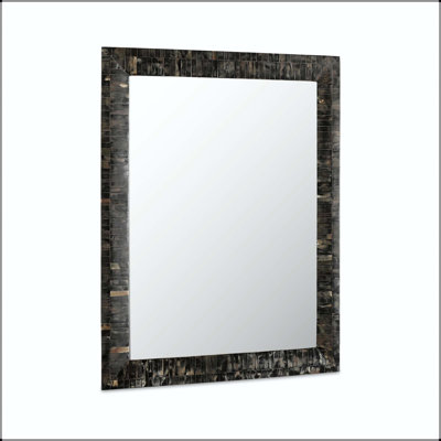 Miroir mural rectangulaire avec incrustation de cornes en tesselle