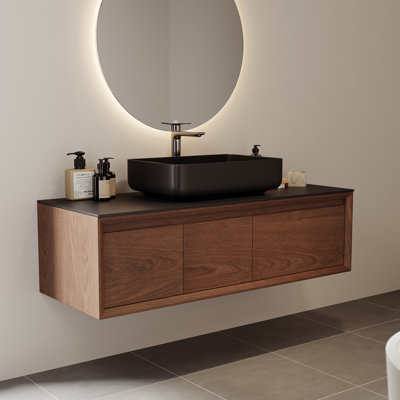 Single Bathroom Vanity, Pre-Assembled Wall Mounted Vanity Solid Wood Cabinets, Floating Vanities with Storage, Bathroom Vanity with Bathroom Sink