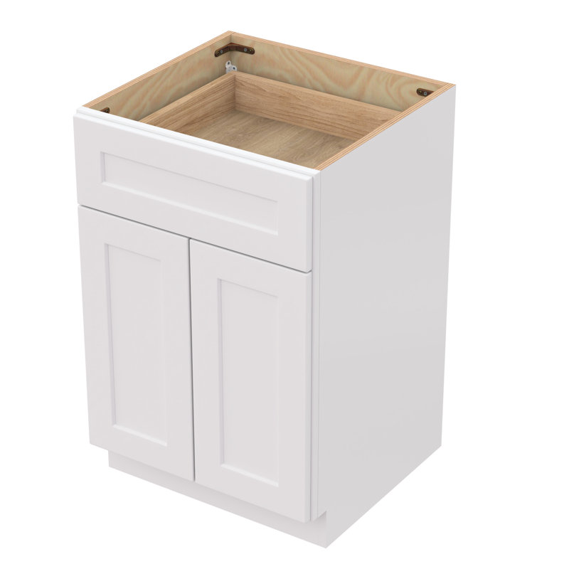 Armoire à shaker en bois massif blanc pour la buanderie et la salle de bain: 2 portes à fermeture douce, 1 tablette intérieure, buanderie de garage en caoutchouc facile à nettoyer: construction réglable, assemblage par clic