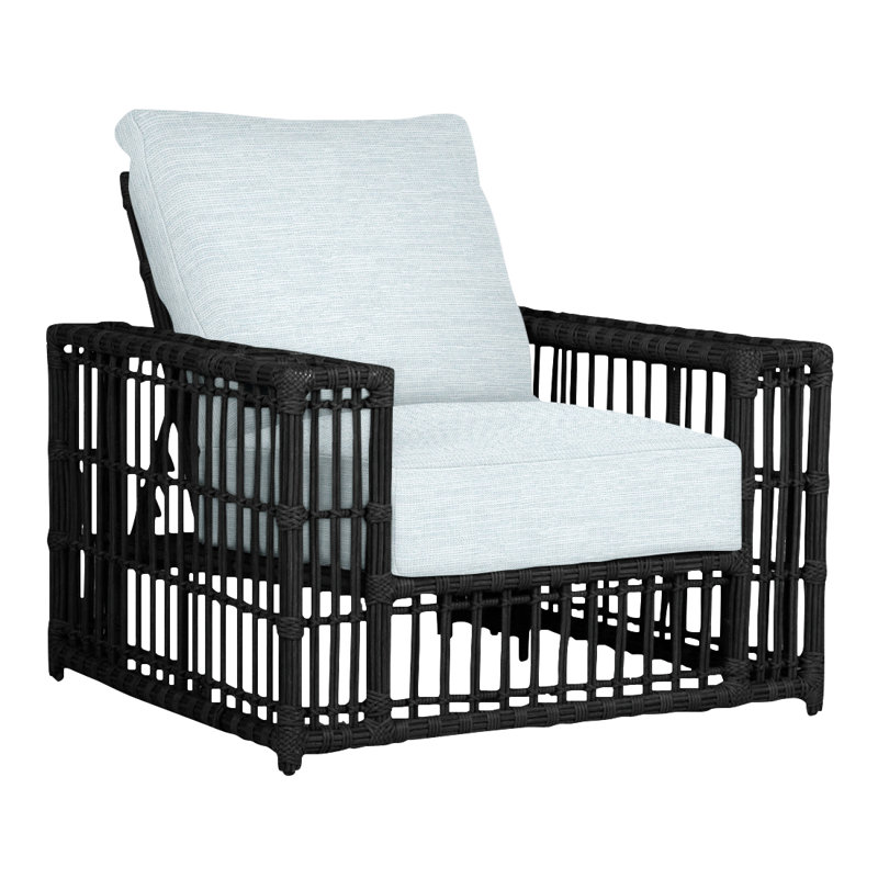 Newport N-Dura Resin Wicker Outdoor Woven Recliner, Pas de soudure, Papier ciel, Onyx