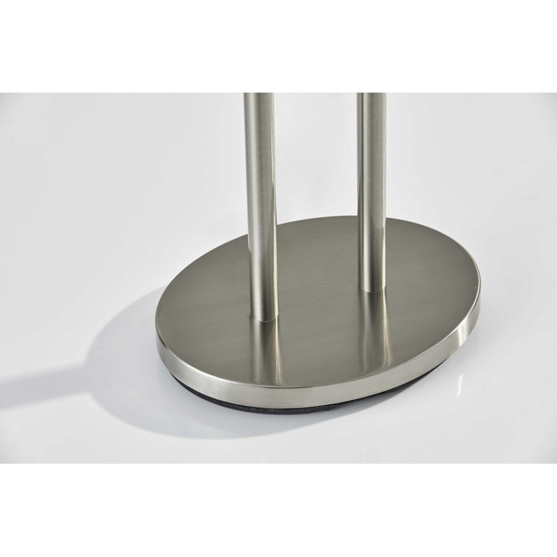Ravia 62" Silver Metal Task Floor Lamp With White Fabric Drum Shade