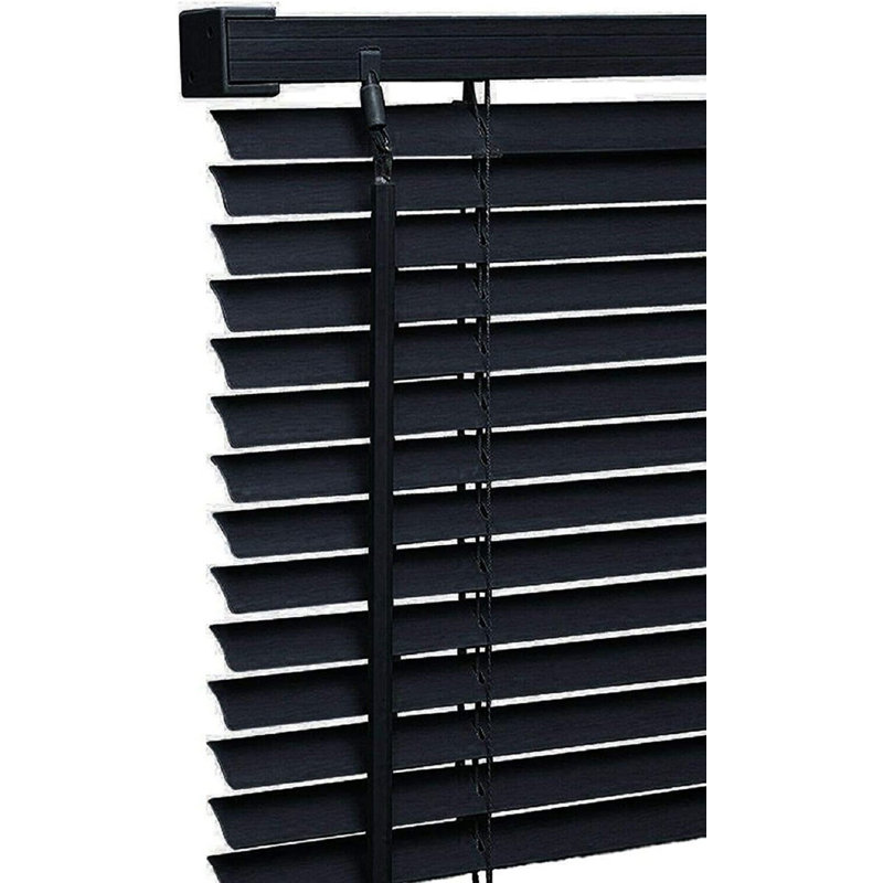 PVC Room Darkening Venetian Blind, Black, 213 cm L x 120 cm W