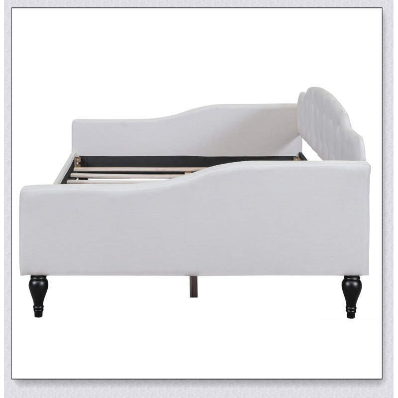 Full Size Upholstered Tufted Daybed, Beige 