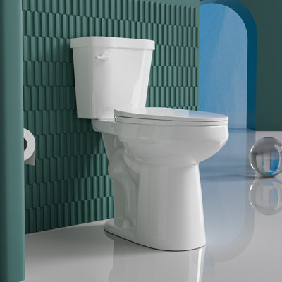 21" Extra Tall Toilet Elongated Two Piece Toilet for Seniors, 1.28 GPF Tornado Single Flush, MAP 1000g, White