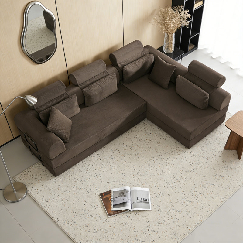 Canapé modulaire en L, Brun