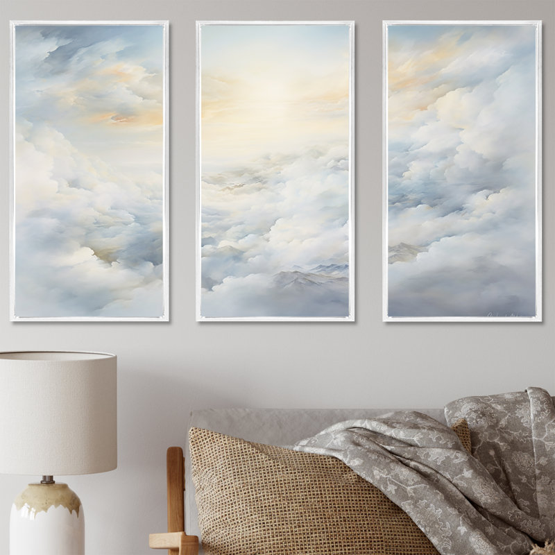 «Clouds Charm In Winter I», ensemble de reproduction d'art mural, H 40 po x l 60 po x P 1 po, Cadre flottant blanc