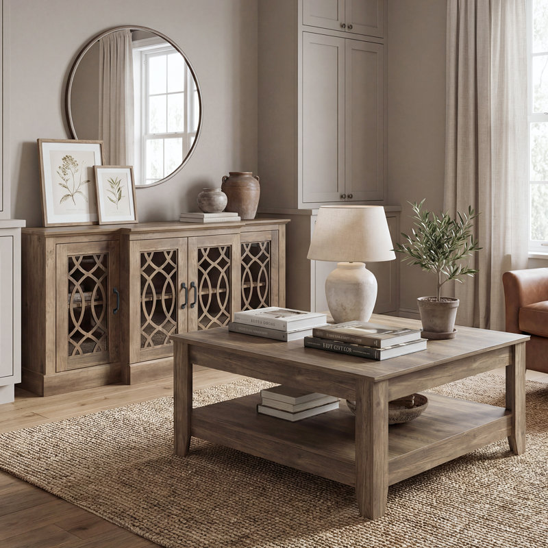 Ensemble de buffet 2 pièces Weddel Basilico, Chêne noueux, Knotty Oak