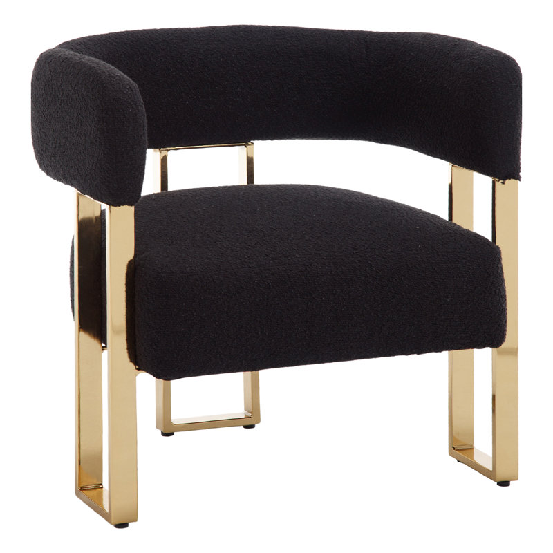 Fauteuil demi-tonneau de 27,25 po Nyjee, Polyester noir