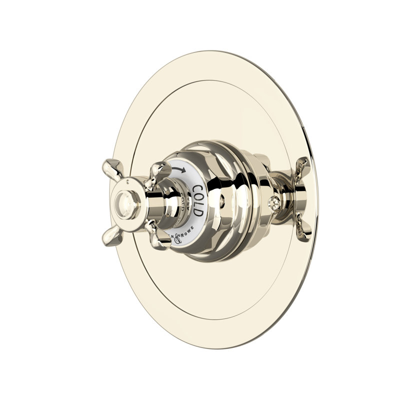 Edwardian 3/4" Round Thermostatic Trim Without Volume Control, Polished Nickel
