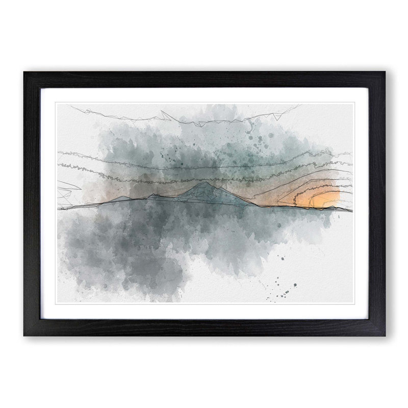 Mountain in Whistler Canada in Abstract - Picture Frame Drawing Print, Black Framed, 36cm H x 48cm W x 2cm D