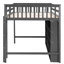 Lit mezzanine double gris avec 8 grandes tablettes et - Économie d'espace pour les familles, tablettes en bois massif dans de petits espaces, fonctionnelle