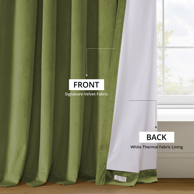 Olivia Velvet Blackout Curtain (1 Panel), Basque Green, 50" W x 84" L