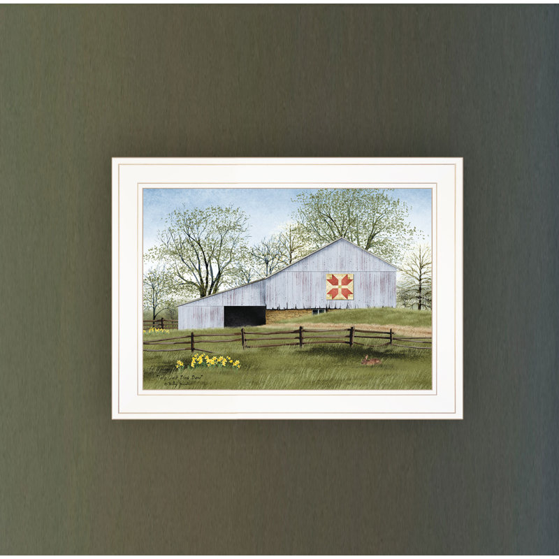 Tulip Quilt Block Barn par Billy Jacobs - Reproduction d'art sur papier encadrée, H 15 po x l 19 po x P 1 po