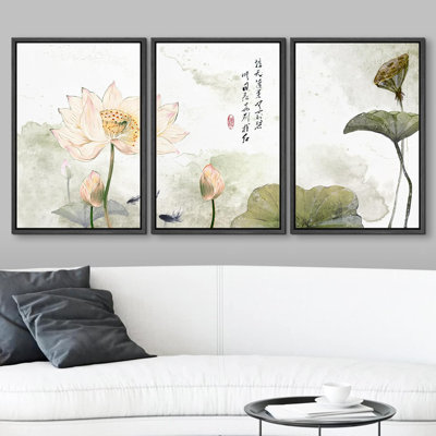 Encre de Chine et peinture murale de style lotus, décoration murale moderne