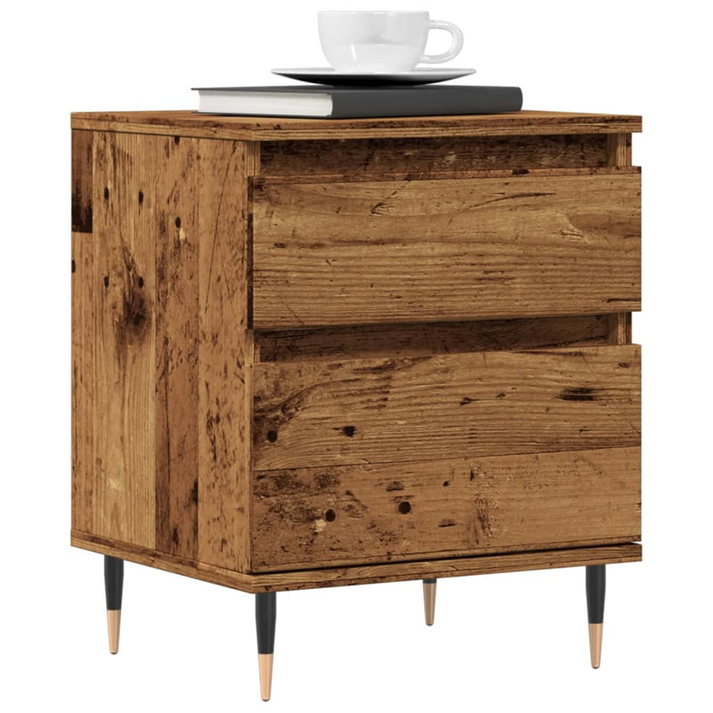 Mironda 40cm W Manufactured Wood Bedside Table, Old Wood