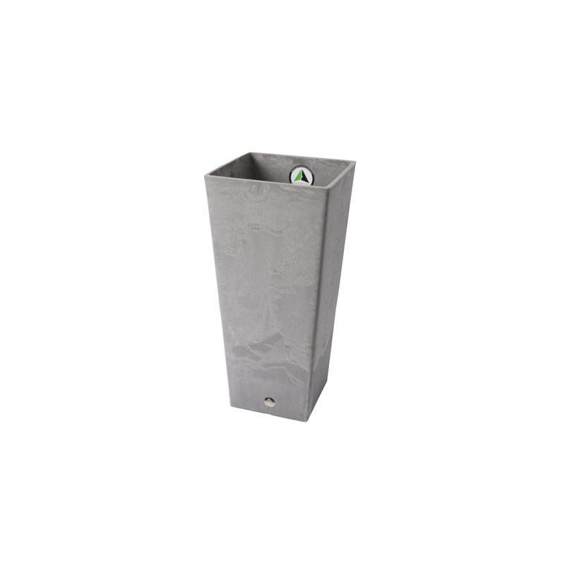 Valencia Tall Charcoal Composite Square Planter with Drainage Holes