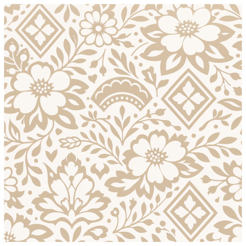Édredon beige à motif floral, Twin