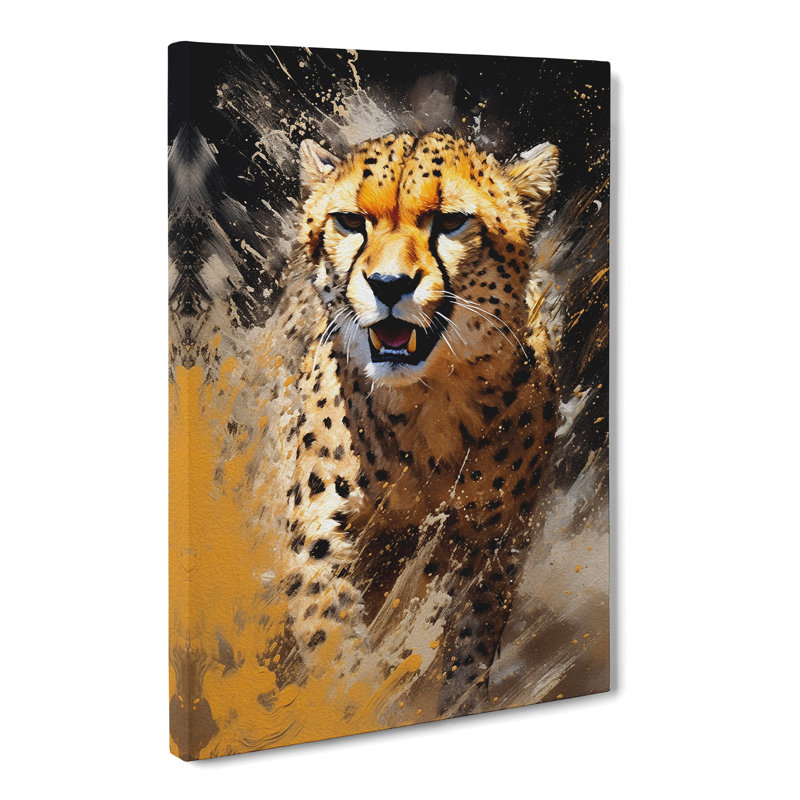 Cheetah Action Painting - No Frame Print, 50cm H x 35cm W x 3cm D