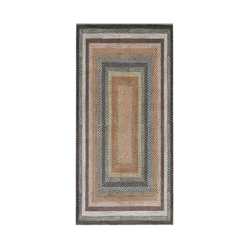 Washable Rug Scalloped Rug Non Slip, Low Pile Thin Foldable Mats, Indoor Neutral Carpet for Living Room Bedroom, Orange