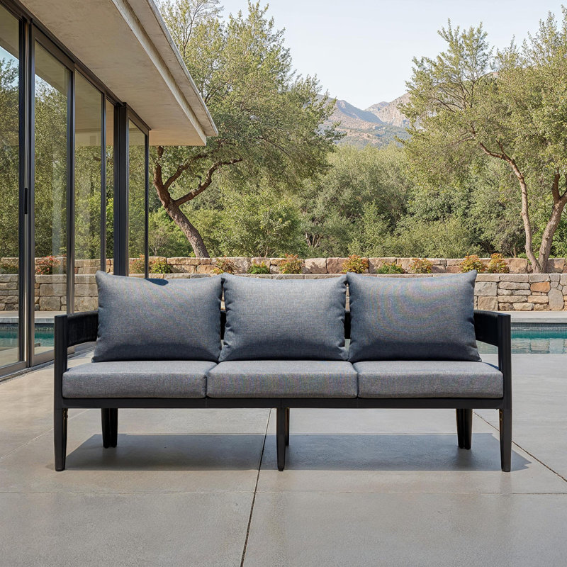 Viola 77.56'' Metal Outdoor Patio Sofa, Gray