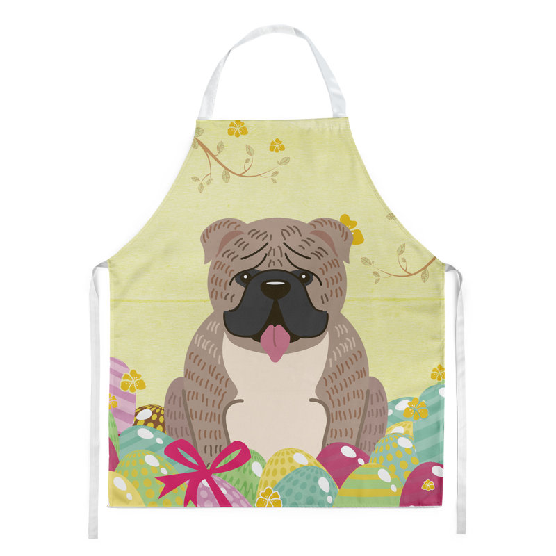 Tablier œufs de pâques, Bouledogue anglais, Blond / crème / gris