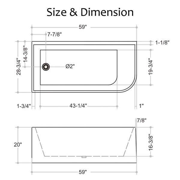 KAYLIN 54 built-in corner bathtub