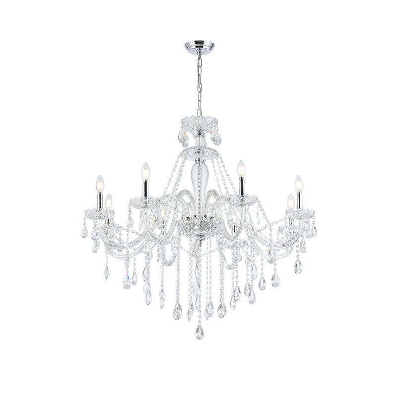 Atwell 8 - Light Smokey Gray/Clear Crystal French Style Chandelier, Clear