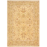 Tapis de la laine beige/brune 6 pi 7 po x 9 pi 4 po one-of-kind à la main-noué la 2010 one kargahi Hysell