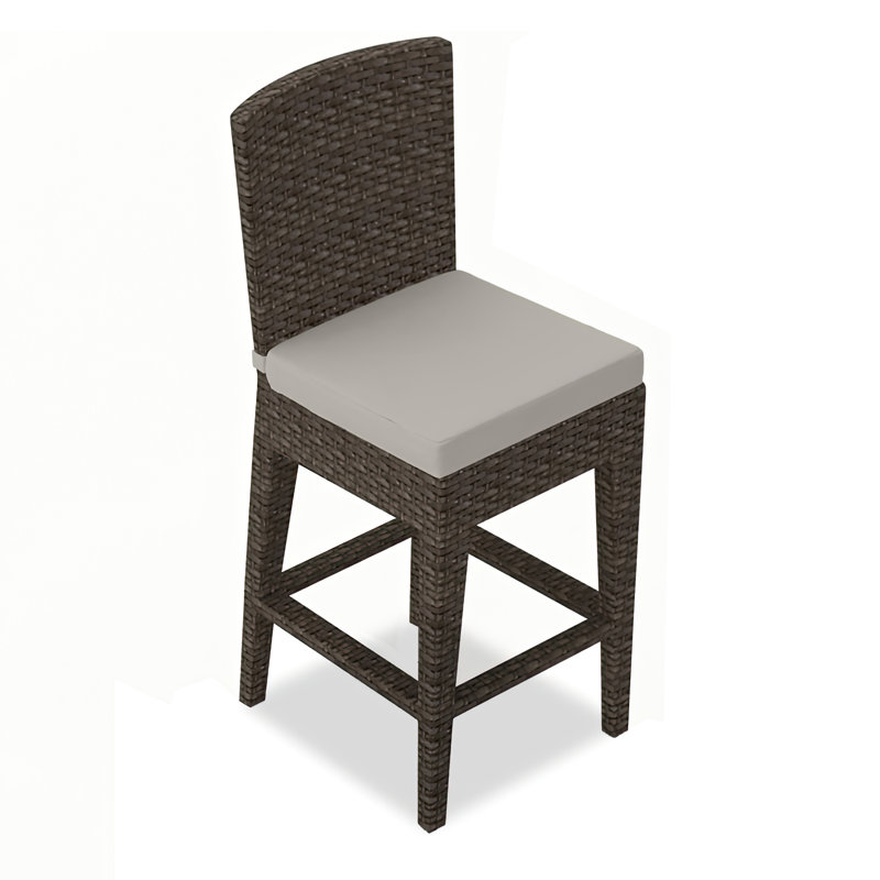 Arden Outdoor Bar Stool, 25", Textured Slate, Cast Silver Sunbrella®