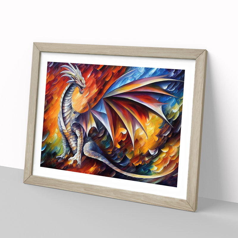 XH1022-2771X Dragon Art Vol.1 - Single Picture Frame Print, Oak Framed, 46cm H x 64cm W x 2cm D