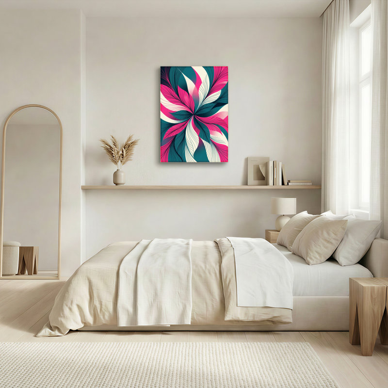 Ensemble de 1 tableau sur toile à motif floral abstrait, H 24 po x l 16 po