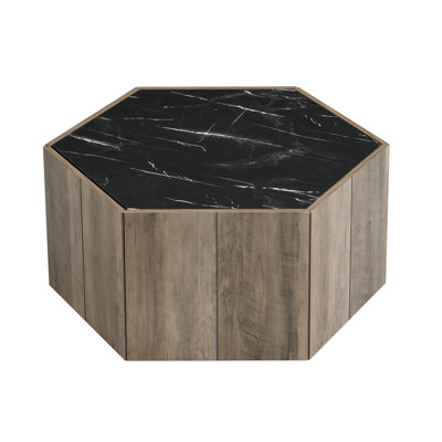 Table basse hexagonale en bois rustique rétro