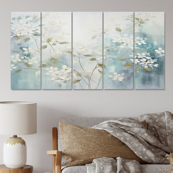 Winston Porter Blue Tranquil Gardens I - Abstract Botanicals Metal Wall ...