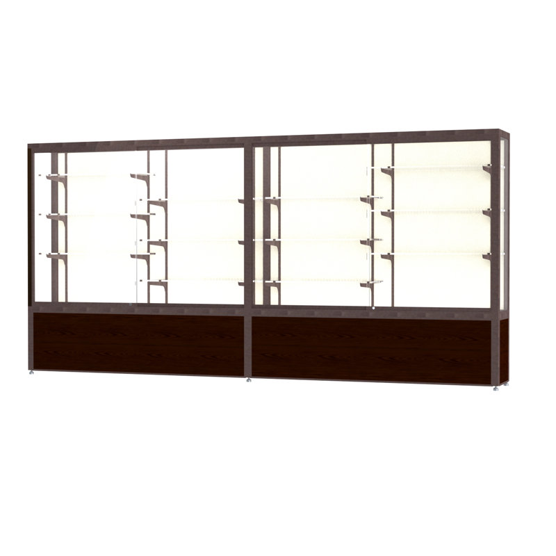 Vitrine en aluminium de 66 po de hauteur Défi , H 66 po x l 144 po x P 16 po, Satin, Plaque de tissu