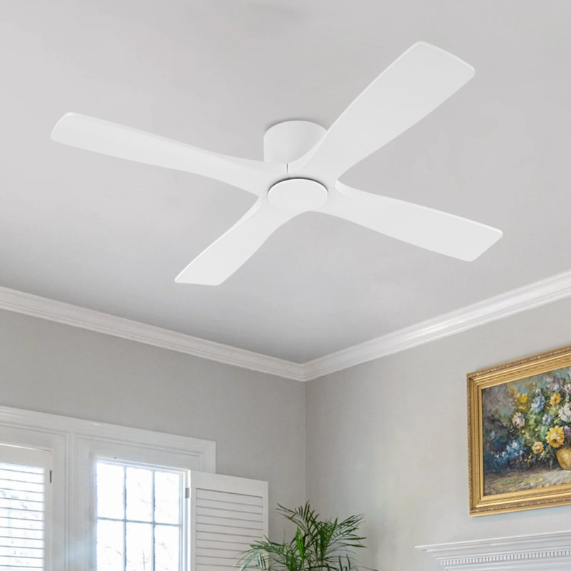 Avagail 54-inch 4-Blades Indoor Ceiling Fan with Remote, White, 60" Wide, White