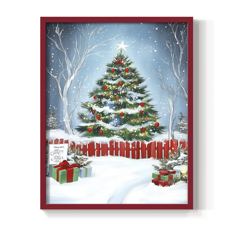 Reproduction encadrée - bois massif, H 15 po x l 12 po, Rouge