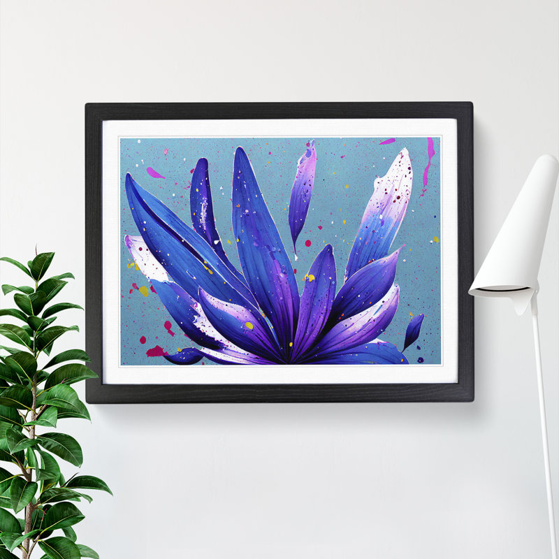 Bluebell Flower Splash Vol.3 Abstract - Single Picture Frame Painting, Black Framed, 25cm H x 34cm W x 2cm D