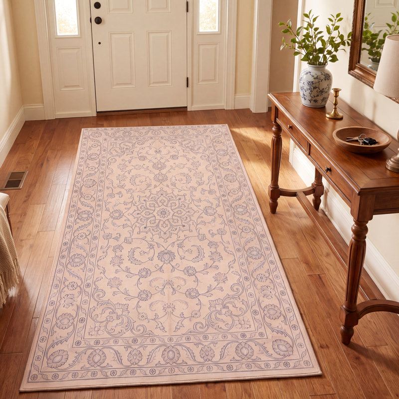 Tapis Bracken traditionnel de style persan audacieux, gris crème ivoire beige rose, lavable à la machine, antidérapant, à poils courts, pour l'intérieur et l'extérieur, adapté aux animaux domestiques, idéal pour le salon, la chambre, la salle à manger, l'entrée, le couloir ou le bureau.