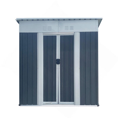 5Ftx3ft Pent Roof Grey Outdoor Tool Bike Storage Garden Shed With Aluminum Alloy Frame And Sliding Door