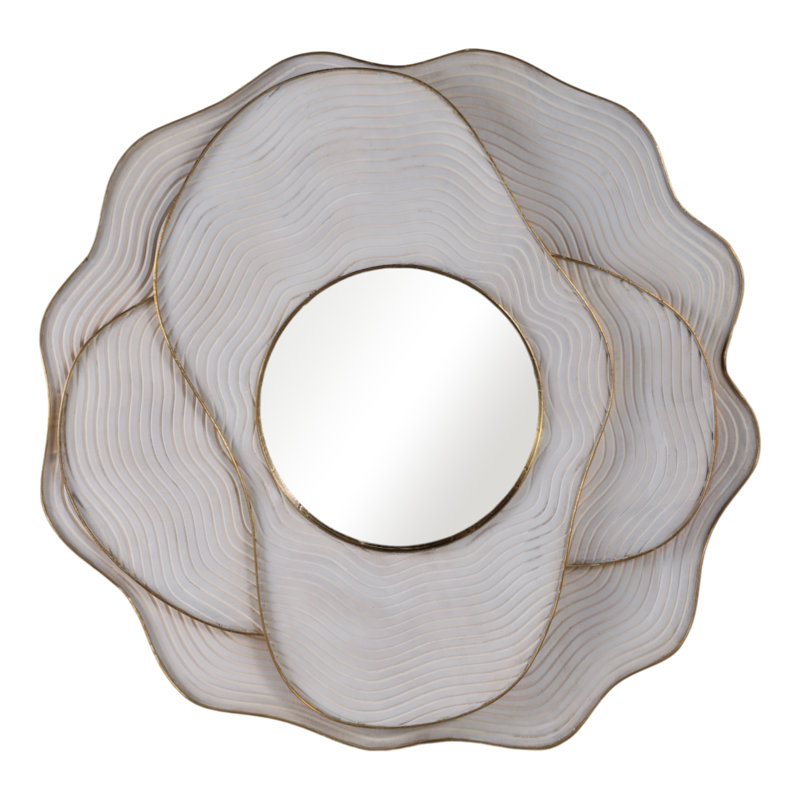 Miroir mural décoratif en bois stratifié - Miroir moderne pour salle de bain, salon et chambre à coucher - Miroir mural polyvalent et décoration murale - 39 po, ivoire